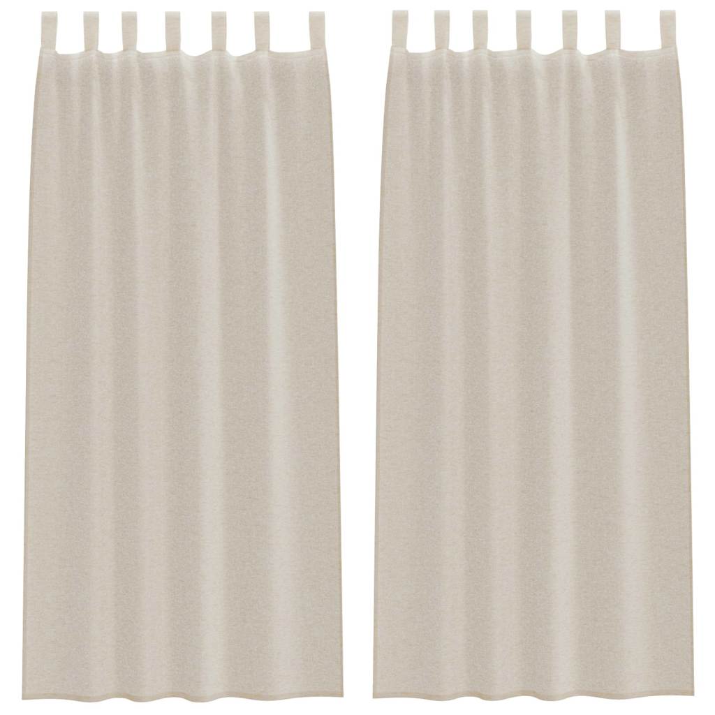 vidaXL Firany Voile z zasłonami 2 pcs piaskowy 225 x 140 cm Poliester