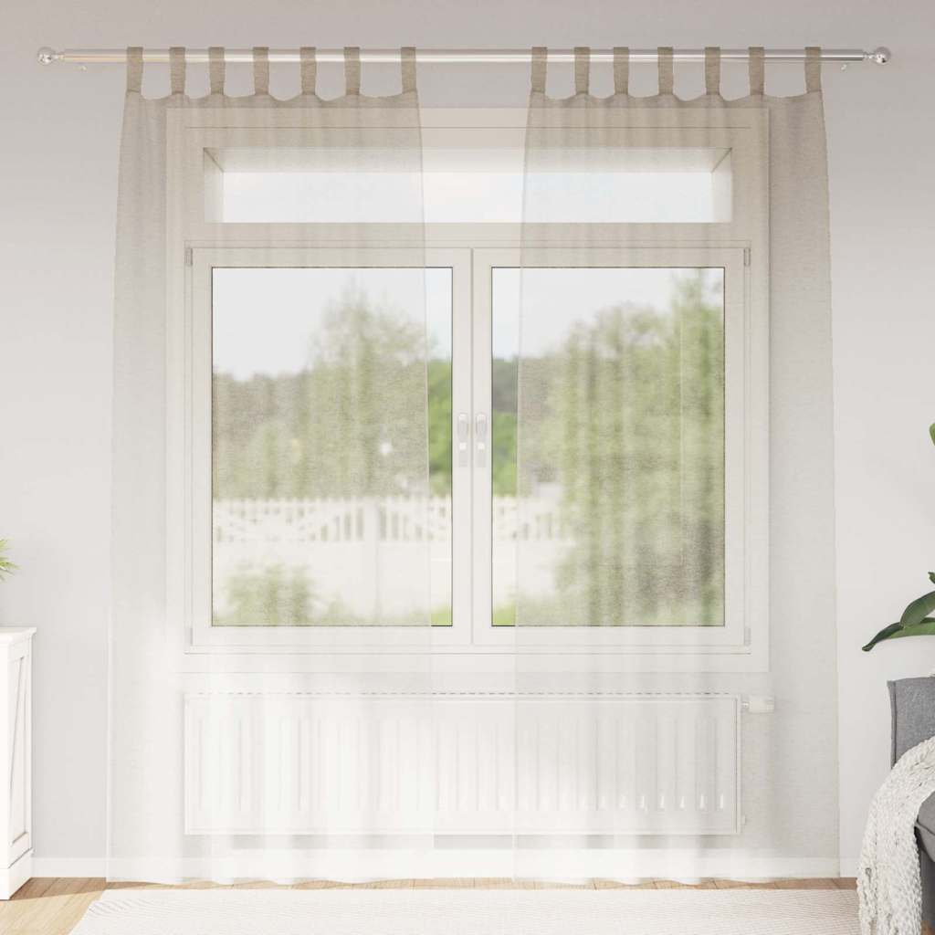 vidaXL Firany Voile z zasłonami 2 pcs piaskowy 245 x 140 cm Poliester