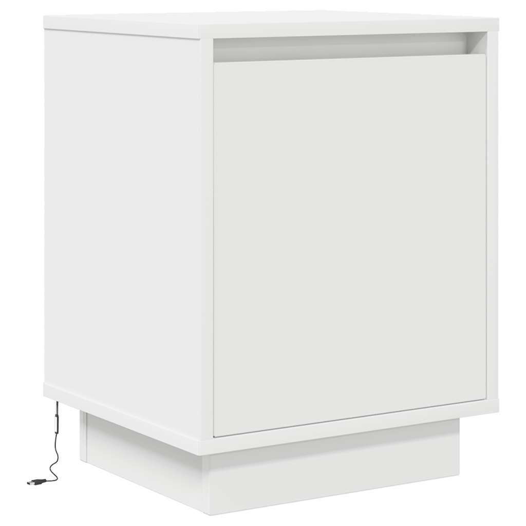 vidaXL Szafka nocna z oświetleniem LED Biała 38x34x50 cm
