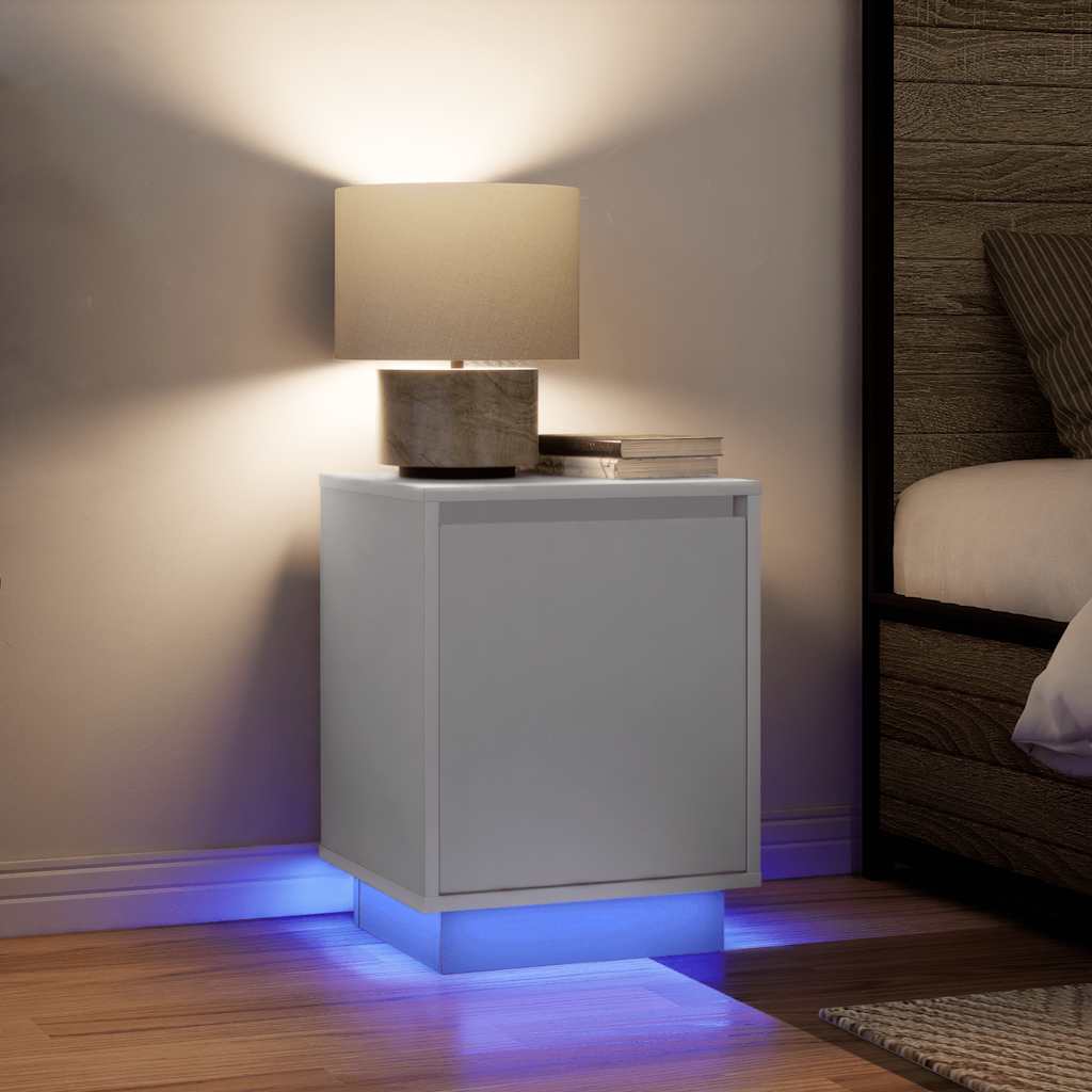 vidaXL Szafka nocna z oświetleniem LED Biała 38x34x50 cm