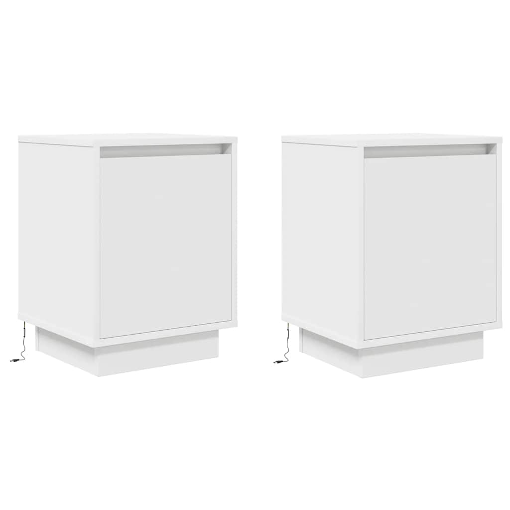 vidaXL Szafki nocne z oświetleniem LED 2 szt. Białe 38x34x50 cm