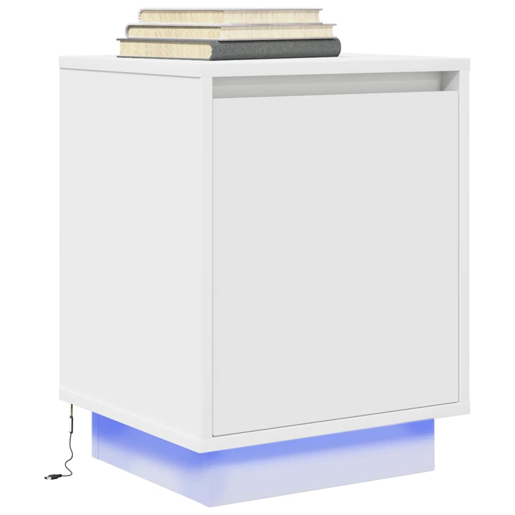 vidaXL Szafki nocne z oświetleniem LED 2 szt. Białe 38x34x50 cm
