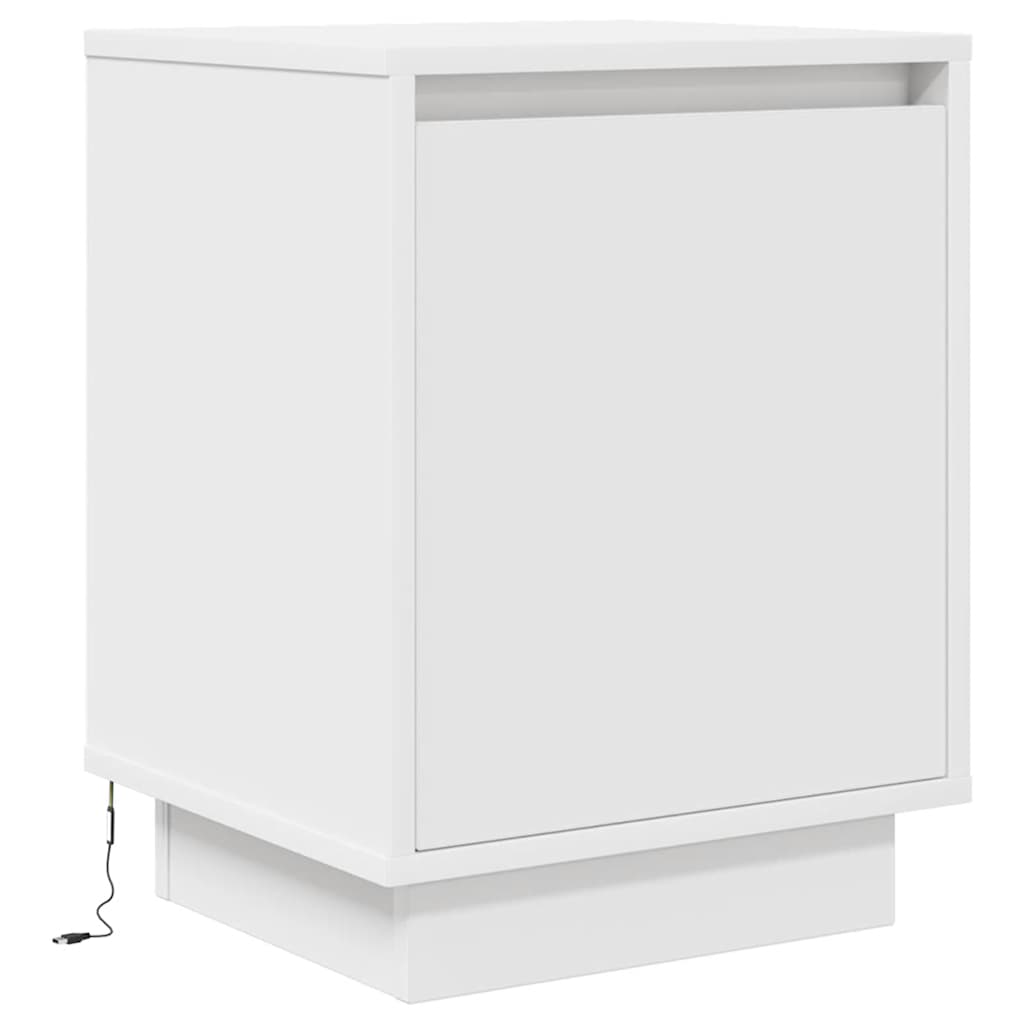 vidaXL Szafki nocne z oświetleniem LED 2 szt. Białe 38x34x50 cm