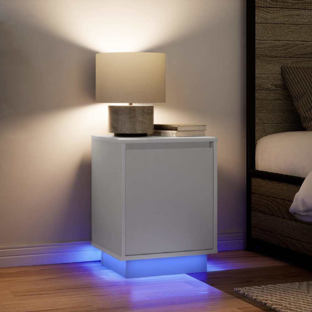vidaXL Szafki nocne z oświetleniem LED 2 szt. Białe 38x34x50 cm