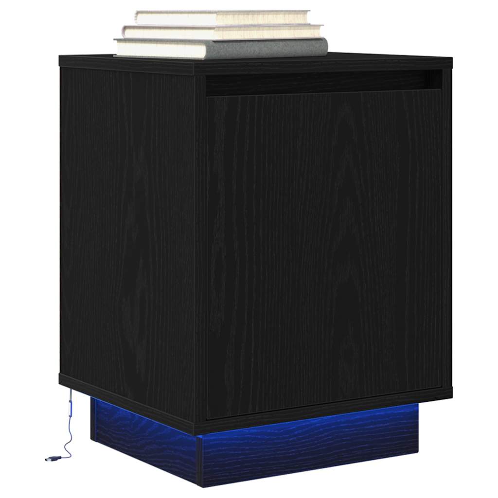vidaXL Szafka nocna z oświetleniem LED, czarna, 38x34x50 cm