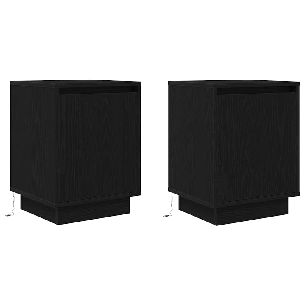vidaXL Szafki nocne z oświetleniem LED 2 szt. Czarne 38x34x50 cm
