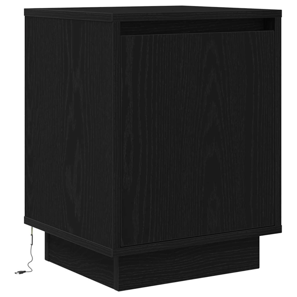 vidaXL Szafki nocne z oświetleniem LED 2 szt. Czarne 38x34x50 cm