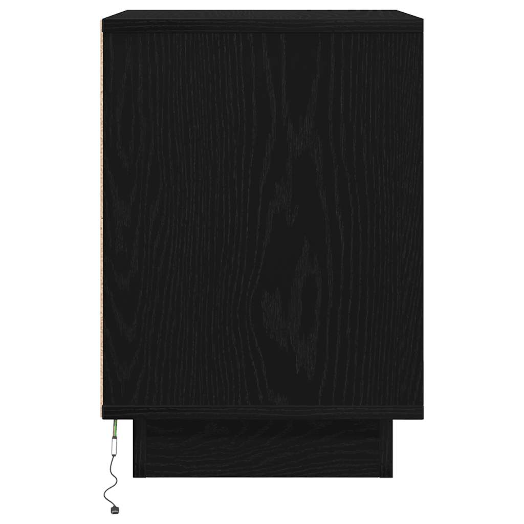 vidaXL Szafki nocne z oświetleniem LED 2 szt. Czarne 38x34x50 cm