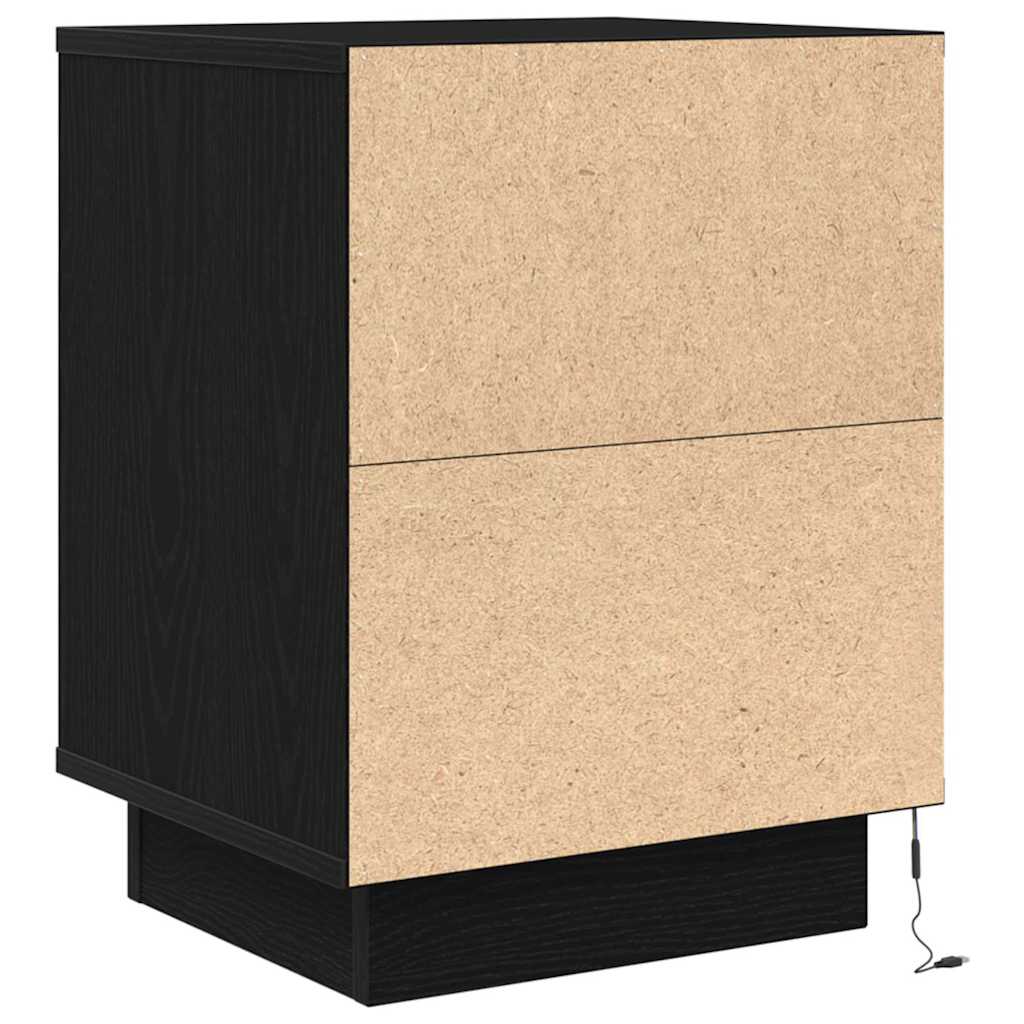 vidaXL Szafki nocne z oświetleniem LED 2 szt. Czarne 38x34x50 cm