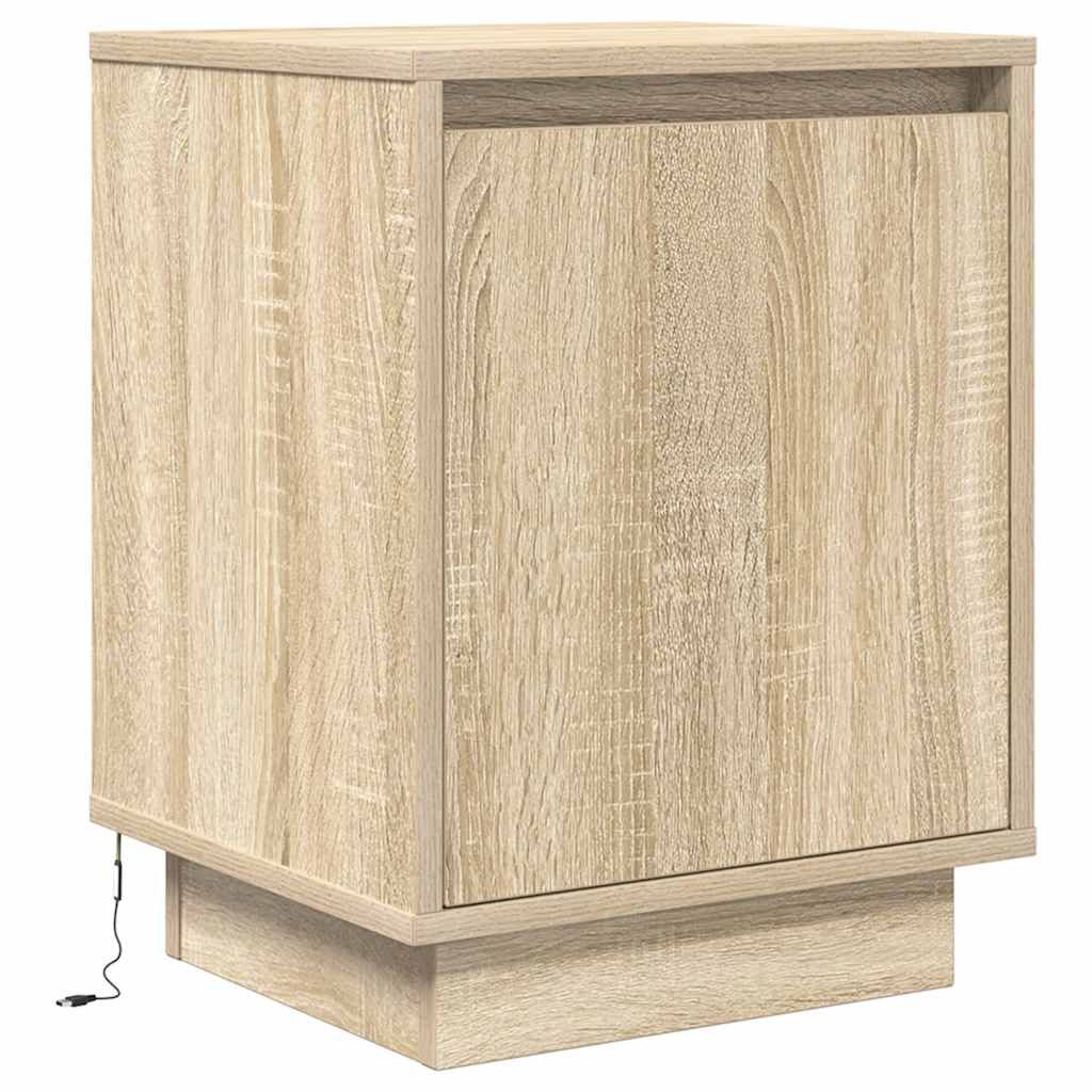 vidaXL Szafka nocna z oświetleniem LED, dąb sonoma, 38x34x50 cm