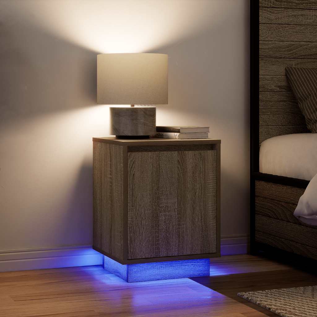 vidaXL Szafka nocna z oświetleniem LED, dąb sonoma, 38x34x50 cm