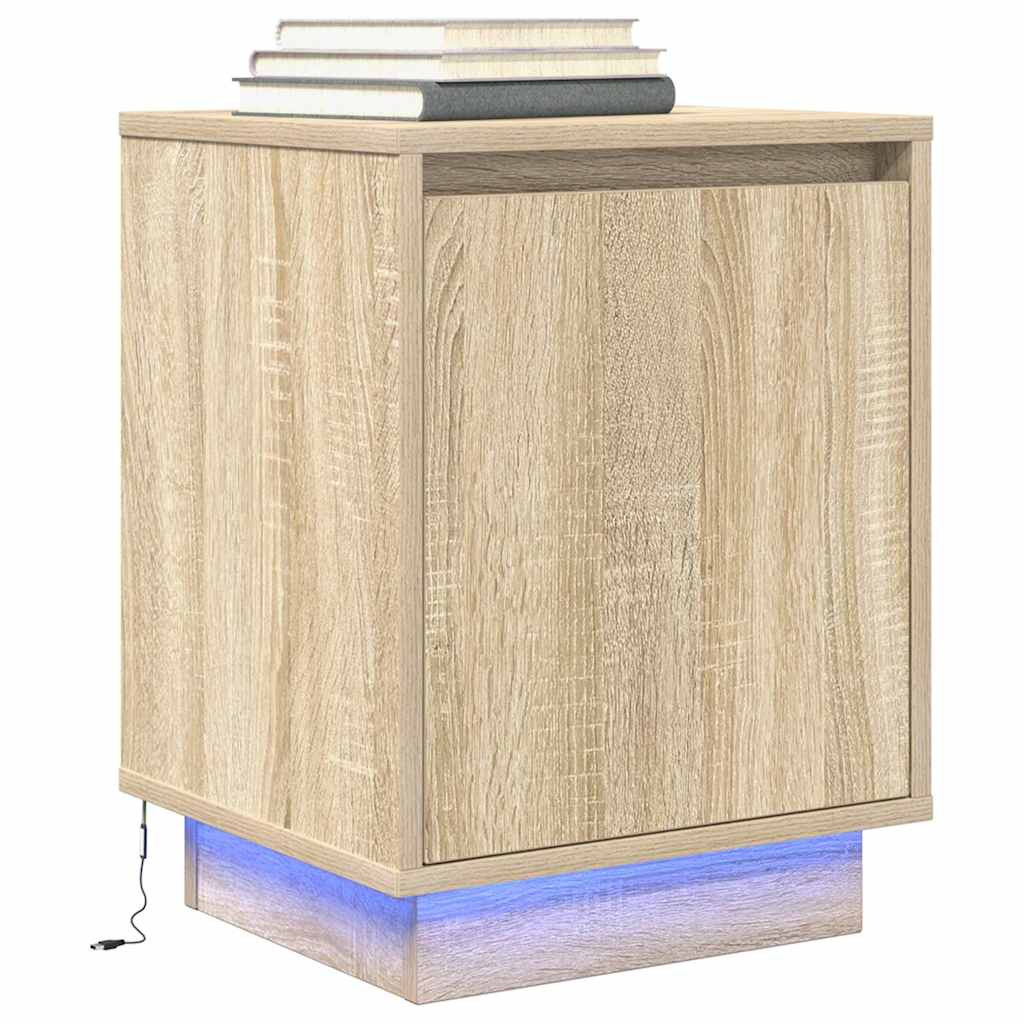 vidaXL Szafka nocna z oświetleniem LED, dąb sonoma, 38x34x50 cm