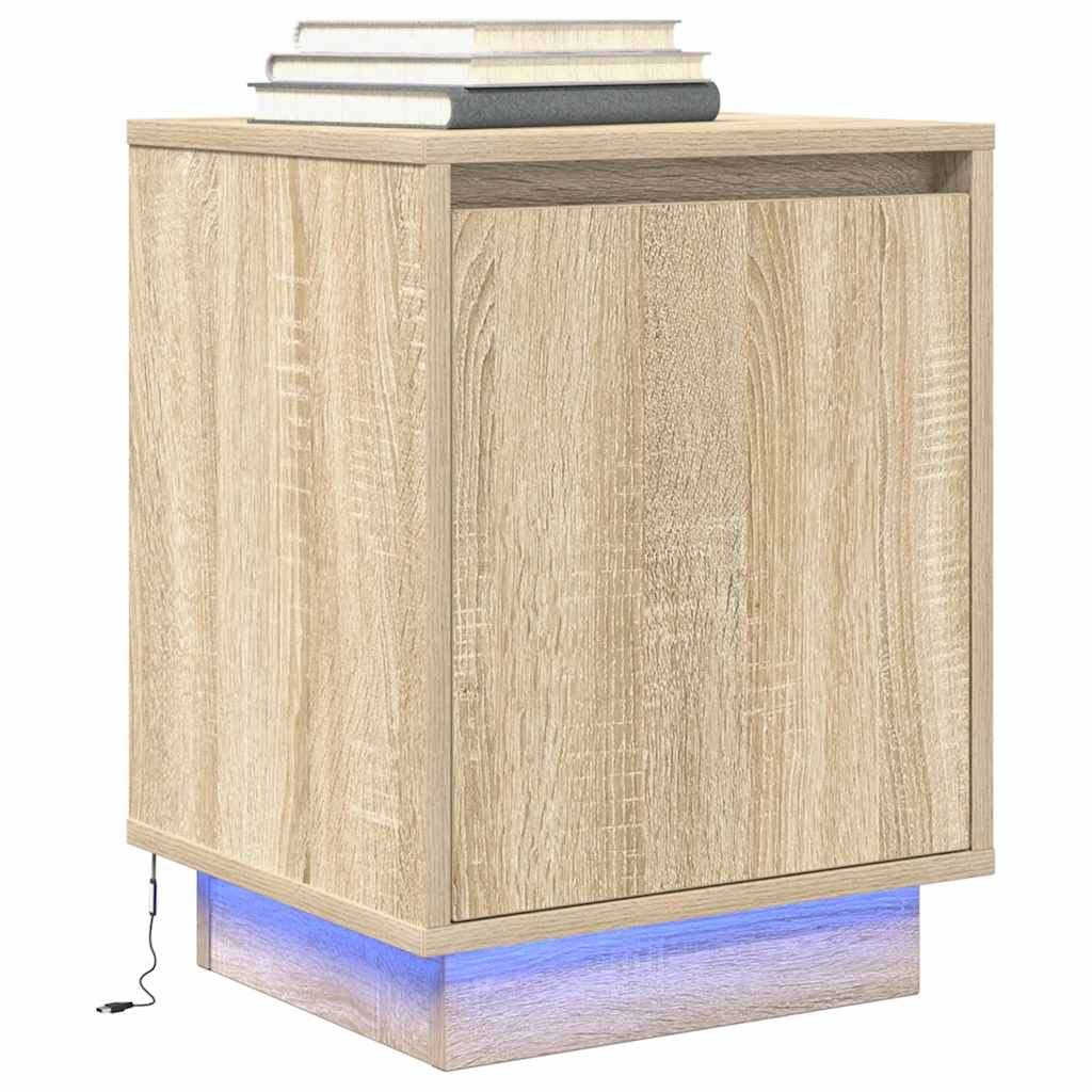 vidaXL Szafki nocne z oświetleniem LED 2 szt. Dąb Sonoma 38x34x50 cm