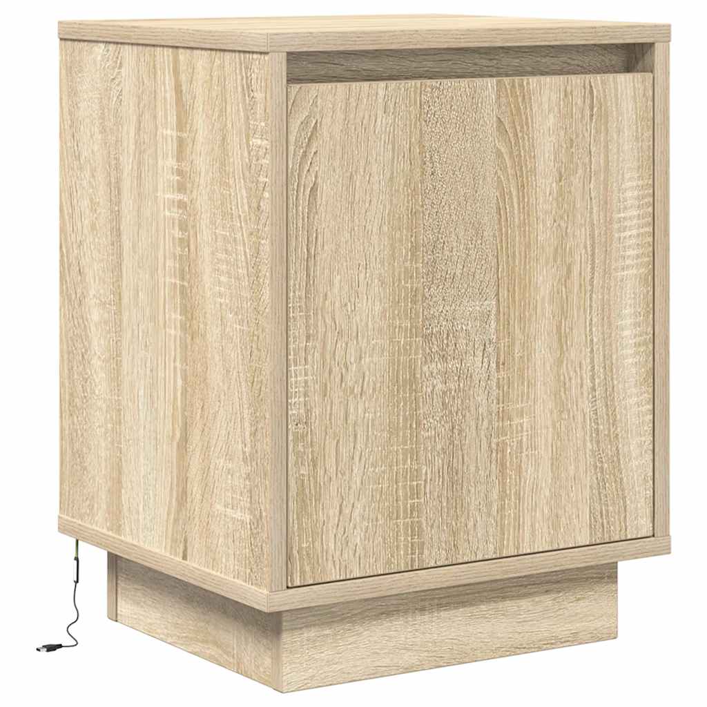 vidaXL Szafki nocne z oświetleniem LED 2 szt. Dąb Sonoma 38x34x50 cm