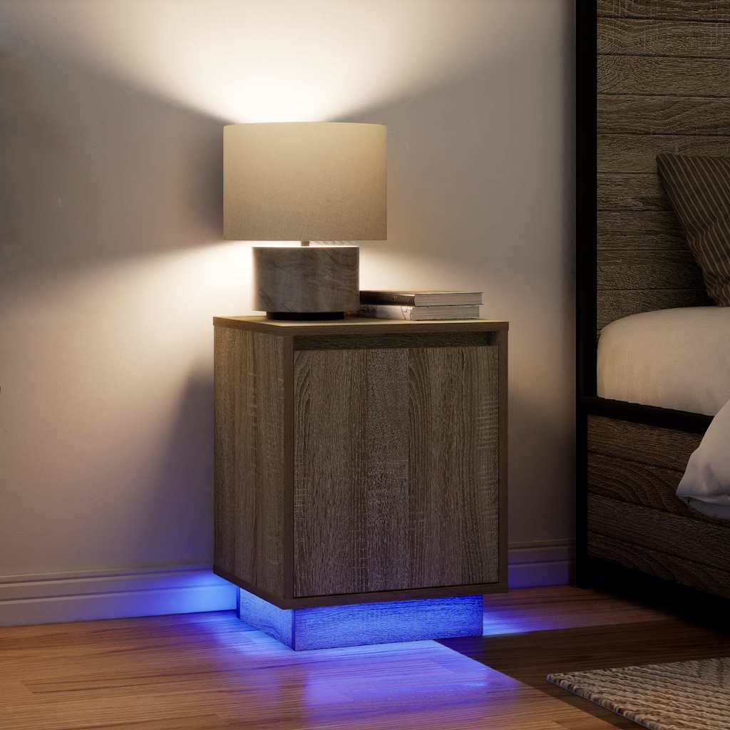 vidaXL Szafki nocne z oświetleniem LED 2 szt. Dąb Sonoma 38x34x50 cm