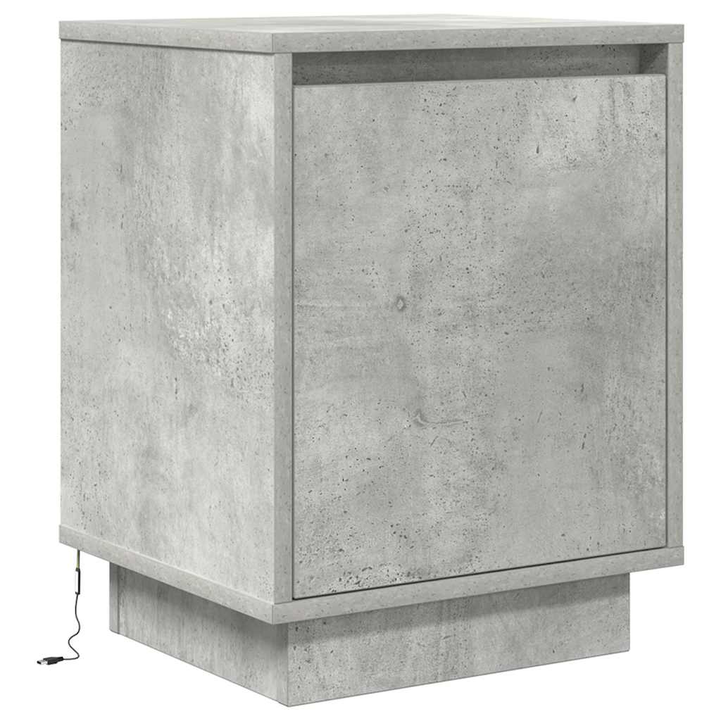 vidaXL Szafka nocna z oświetleniem LED, szarość betonu, 38x34x50 cm