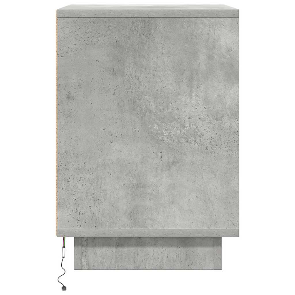vidaXL Szafka nocna z oświetleniem LED, szarość betonu, 38x34x50 cm
