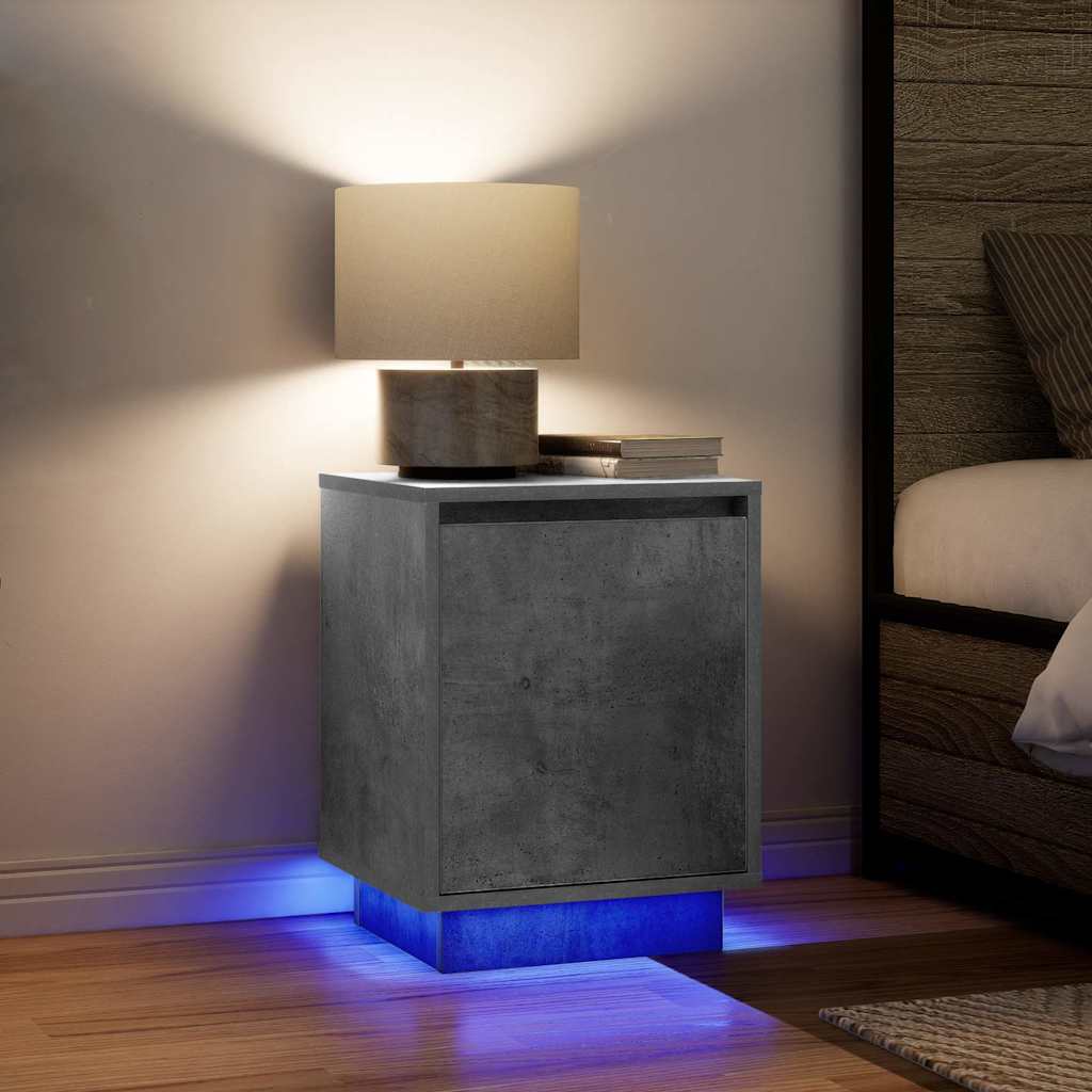 vidaXL Szafki nocne z oświetleniem LED 2 szt. Betonowy szary