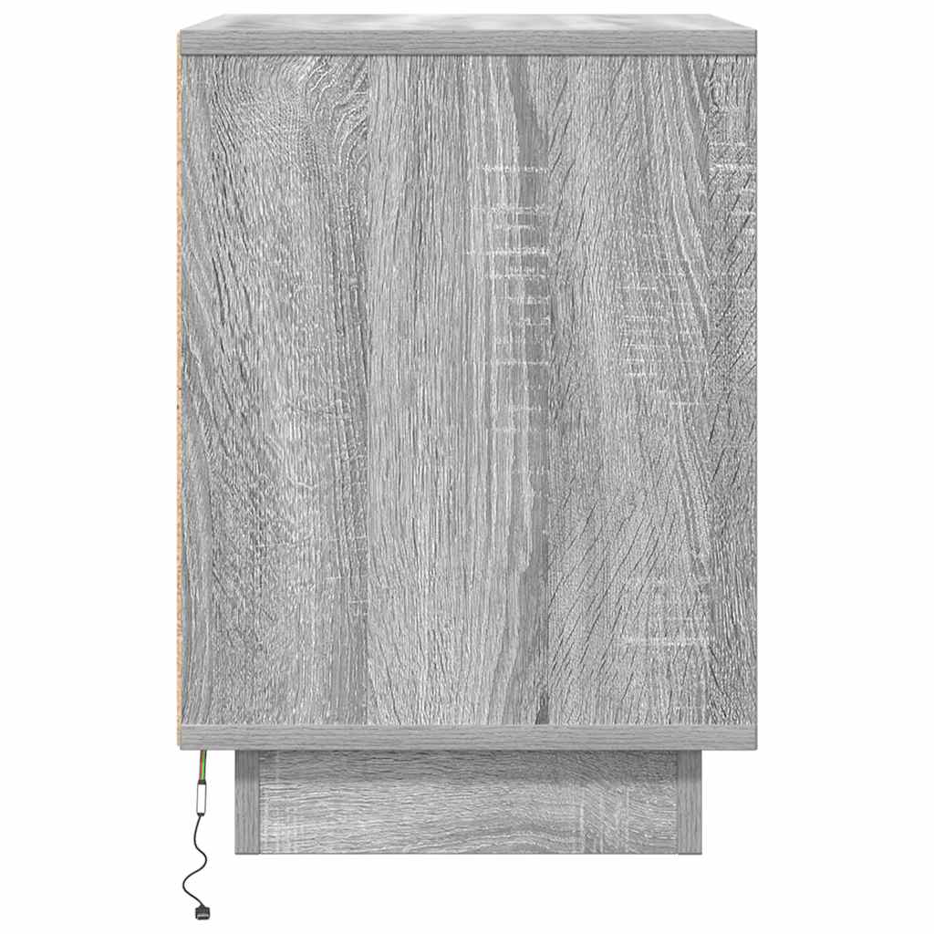 vidaXL Szafki nocne z oświetleniem LED 2 szt. Szary Sonoma 38x34x50 cm