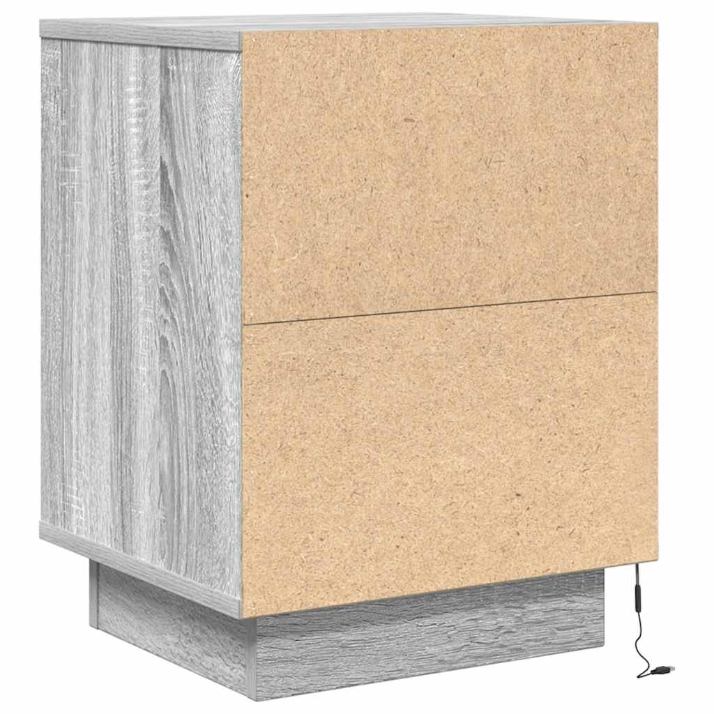 vidaXL Szafki nocne z oświetleniem LED 2 szt. Szary Sonoma 38x34x50 cm