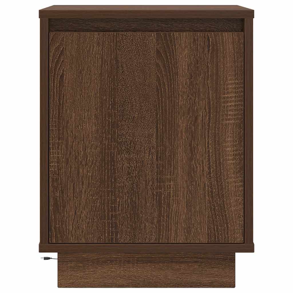 vidaXL Szafka nocna z oświetleniem LED, brązowy dąb, 38x34x50 cm