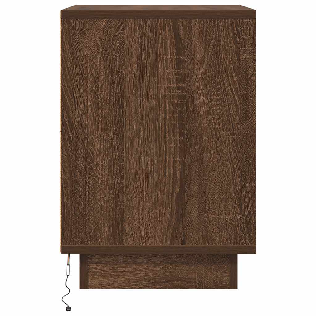 vidaXL Szafka nocna z oświetleniem LED, brązowy dąb, 38x34x50 cm