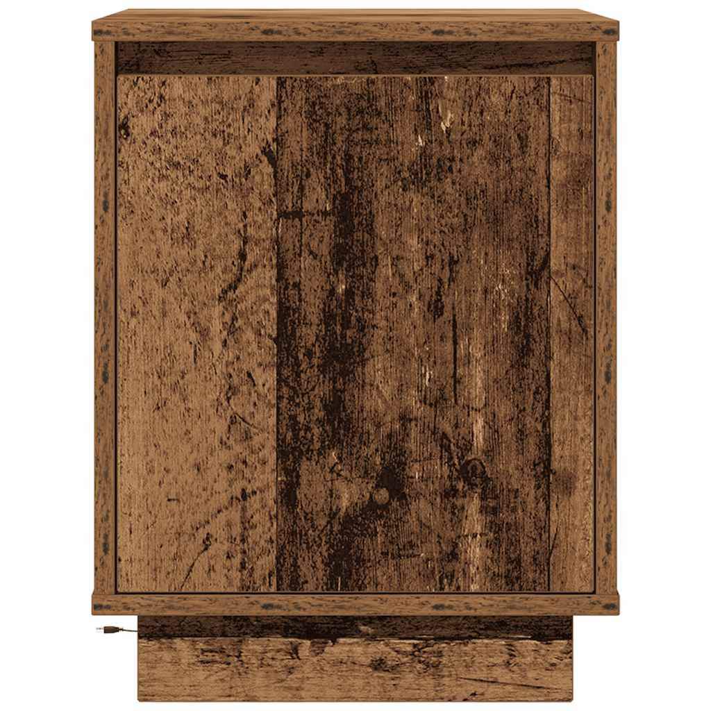 vidaXL Szafka nocna z oświetleniem LED, stare drewno, 38x34x50 cm