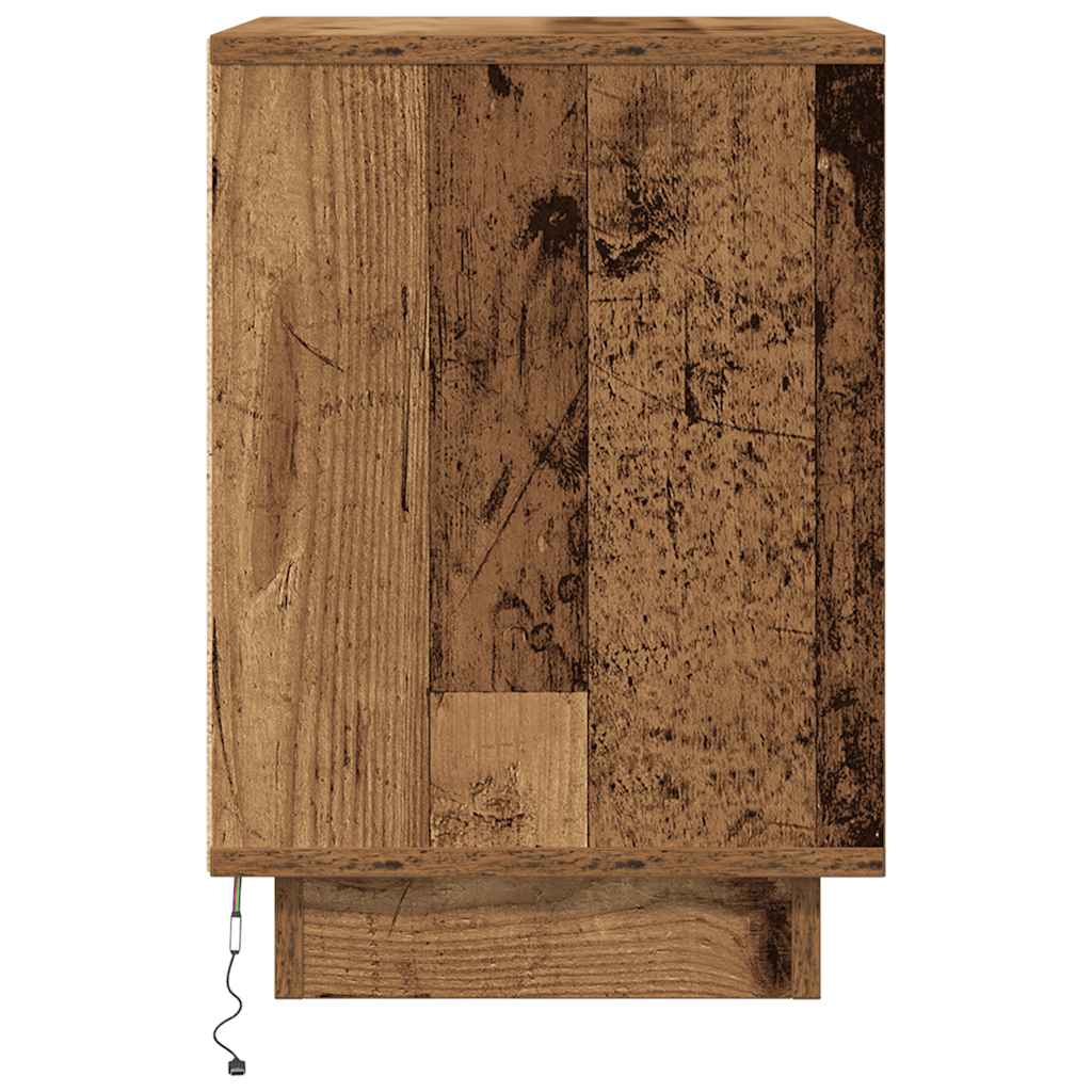 vidaXL Szafka nocna z oświetleniem LED, stare drewno, 38x34x50 cm