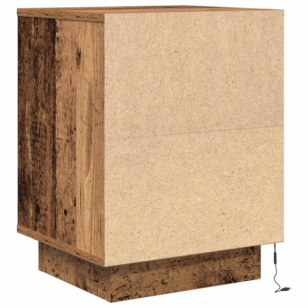 vidaXL Szafka nocna z oświetleniem LED, stare drewno, 38x34x50 cm