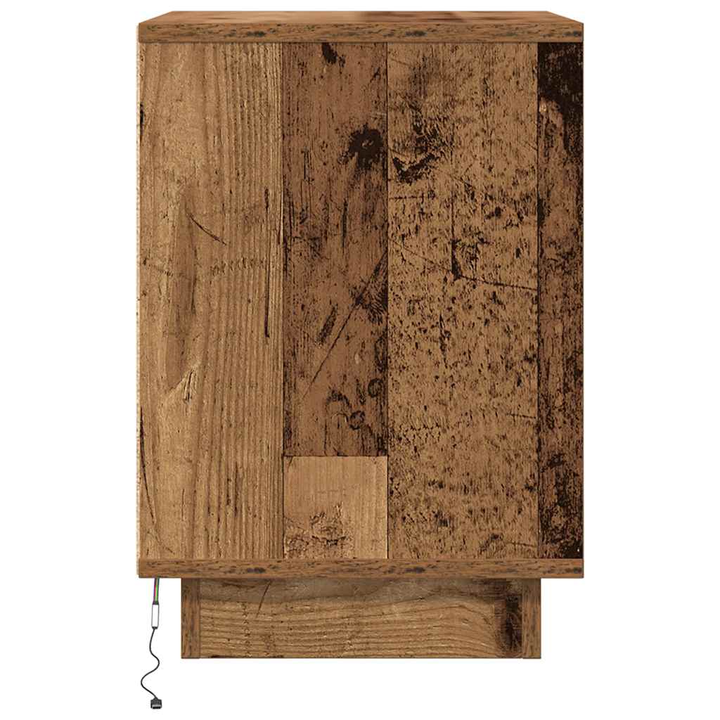 vidaXL Szafki nocne z oświetleniem LED 2 szt. Stare drewno 38x34x50 cm