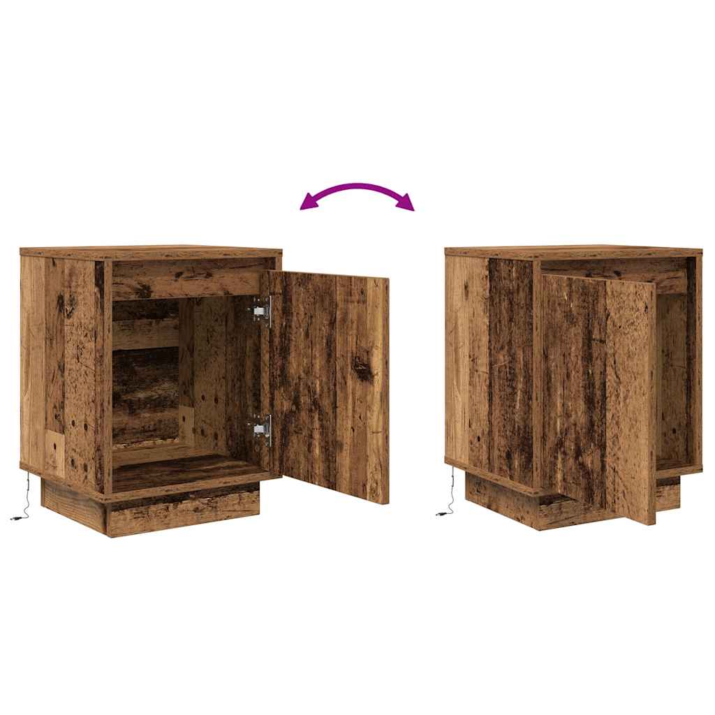 vidaXL Szafki nocne z oświetleniem LED 2 szt. Stare drewno 38x34x50 cm
