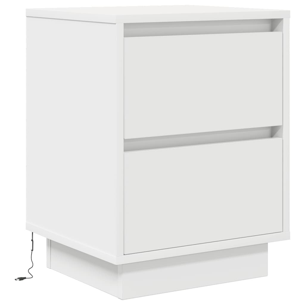 vidaXL Szafki nocne z oświetleniem LED 2 szt. Białe 38x34x50 cm