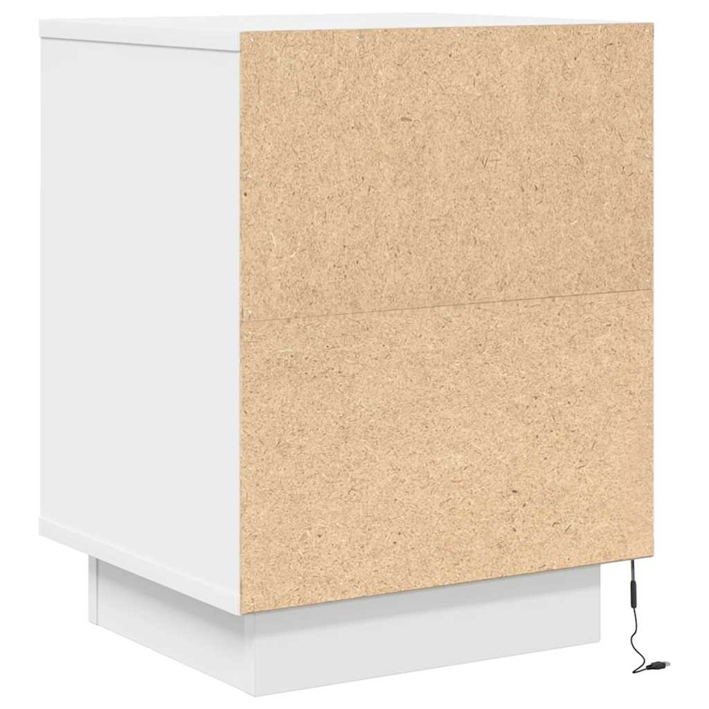 vidaXL Szafki nocne z oświetleniem LED 2 szt. Białe 38x34x50 cm