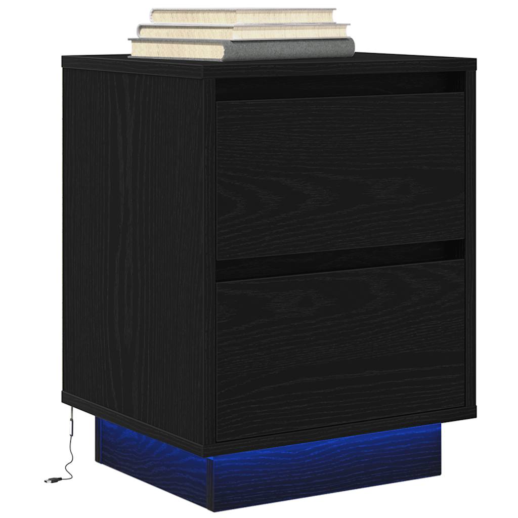 vidaXL Szafka nocna z oświetleniem LED, czarna, 38x34x50 cm