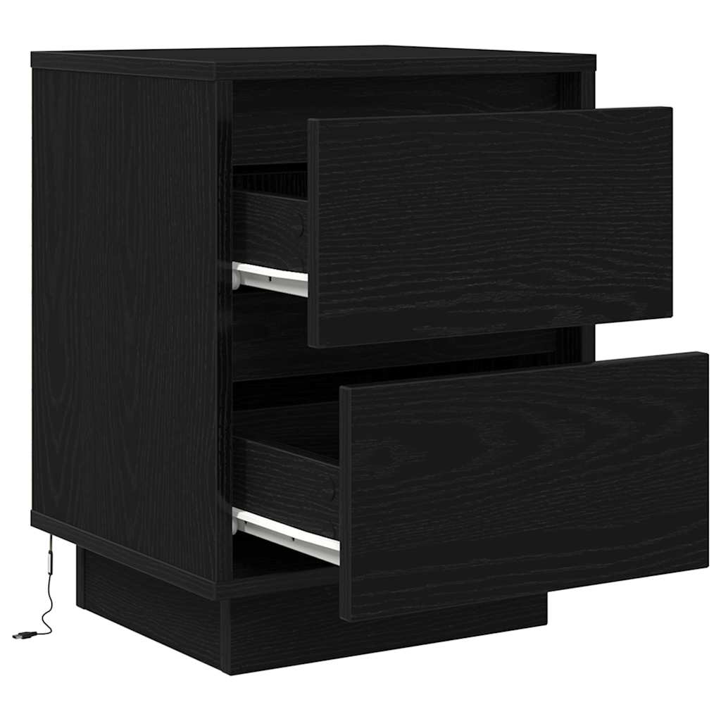vidaXL Szafki nocne z oświetleniem LED 2 szt. Czarne 38x34x50 cm