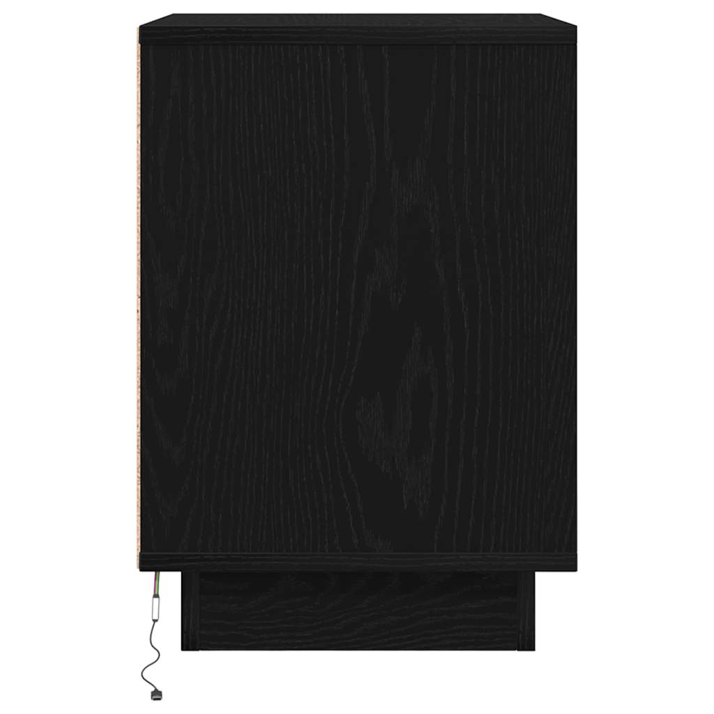 vidaXL Szafki nocne z oświetleniem LED 2 szt. Czarne 38x34x50 cm