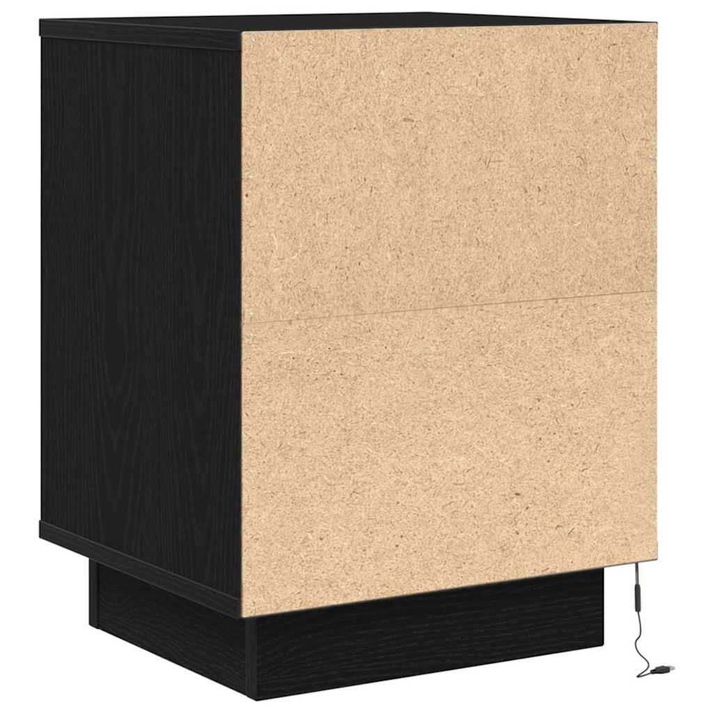 vidaXL Szafki nocne z oświetleniem LED 2 szt. Czarne 38x34x50 cm