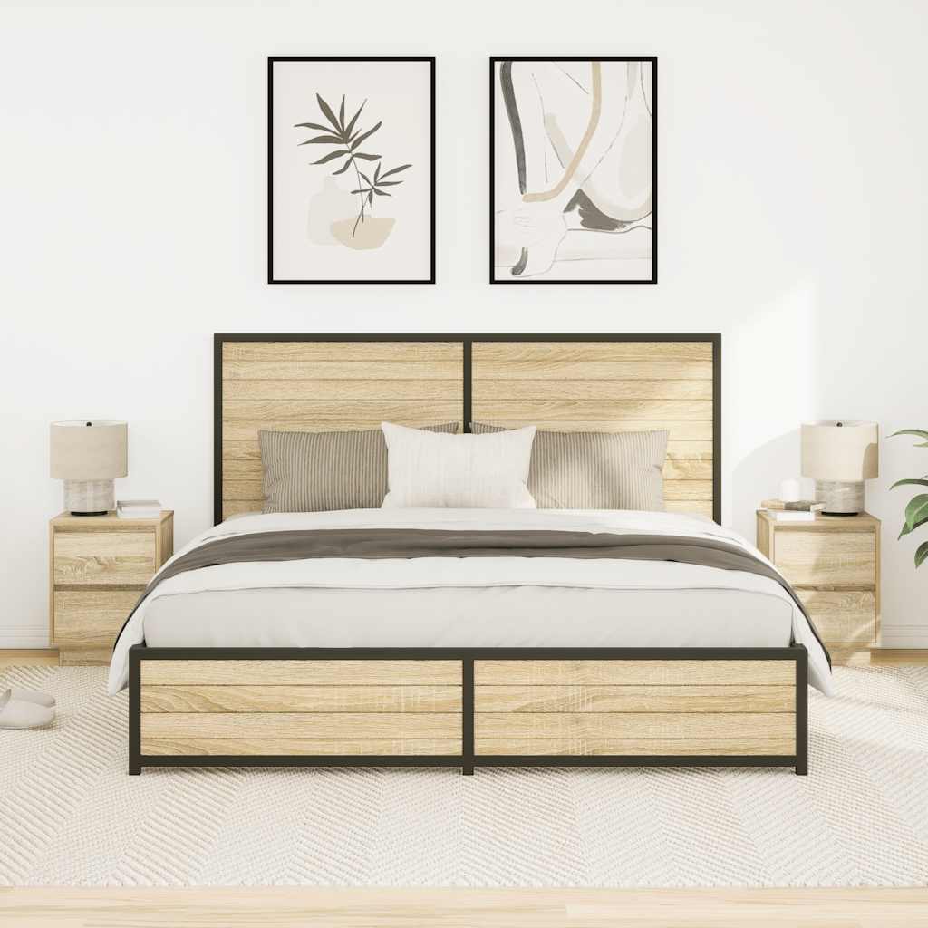 vidaXL Szafki nocne z oświetleniem LED 2 szt. Dąb Sonoma 38x34x50 cm
