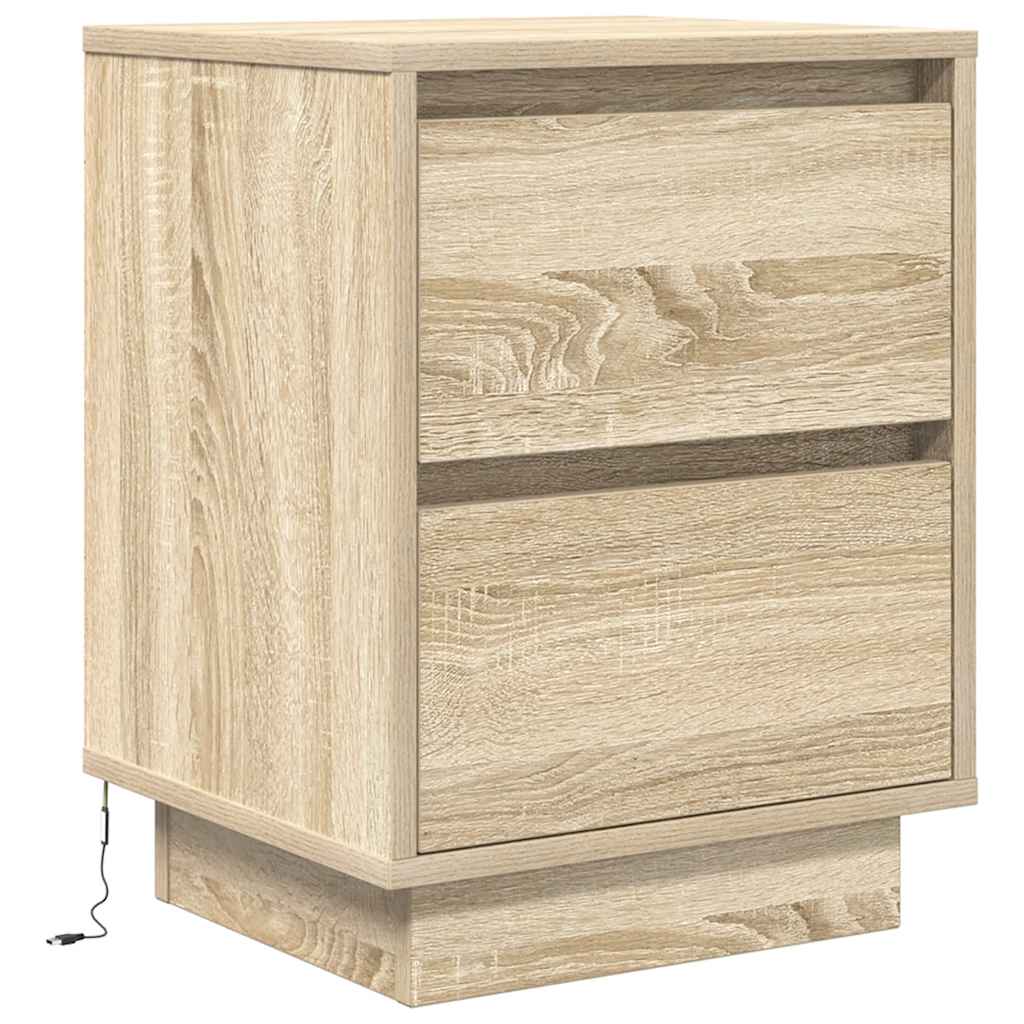 vidaXL Szafki nocne z oświetleniem LED 2 szt. Dąb Sonoma 38x34x50 cm