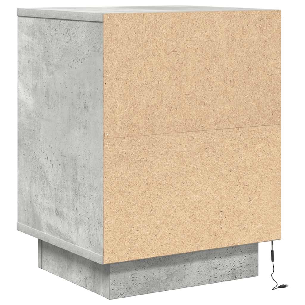 vidaXL Szafka nocna z oświetleniem LED, szarość betonu, 38x34x50 cm