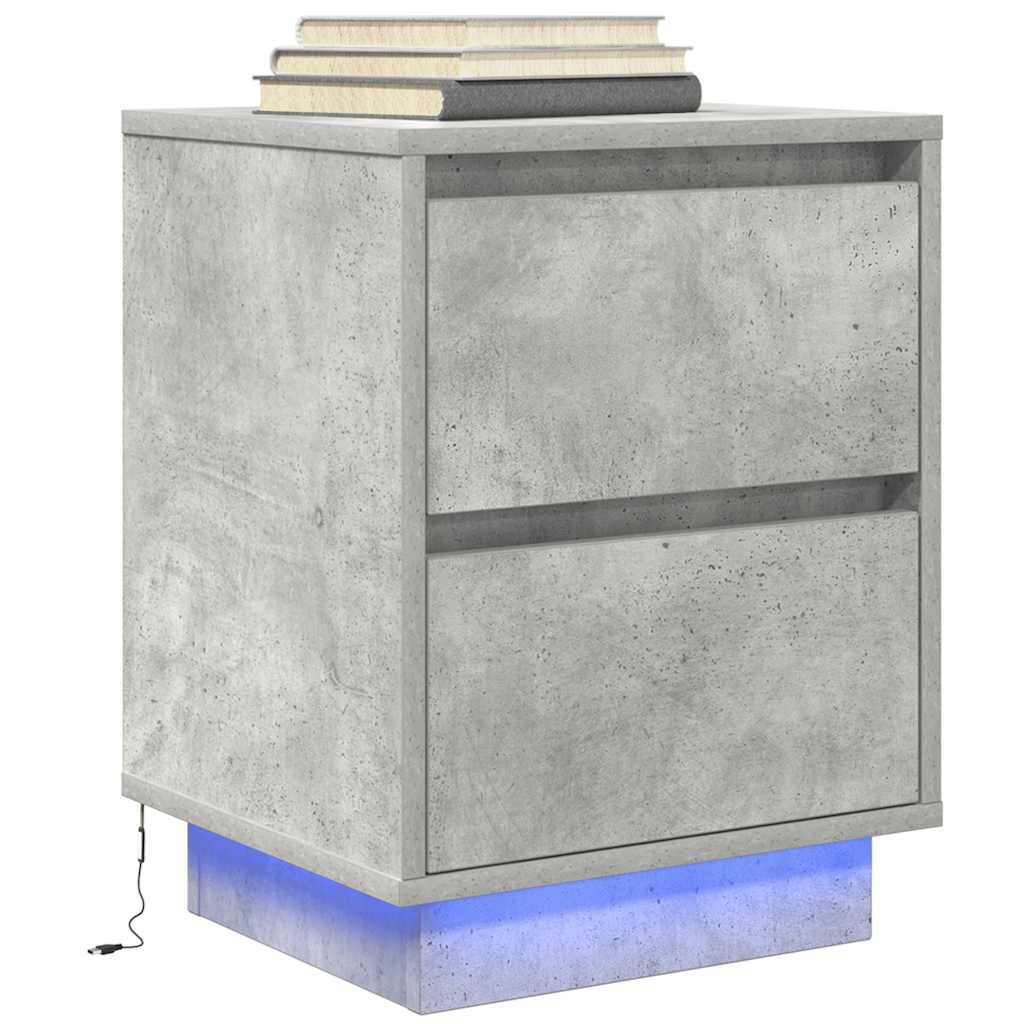 vidaXL Szafki nocne z oświetleniem LED 2 szt. Betonowy szary