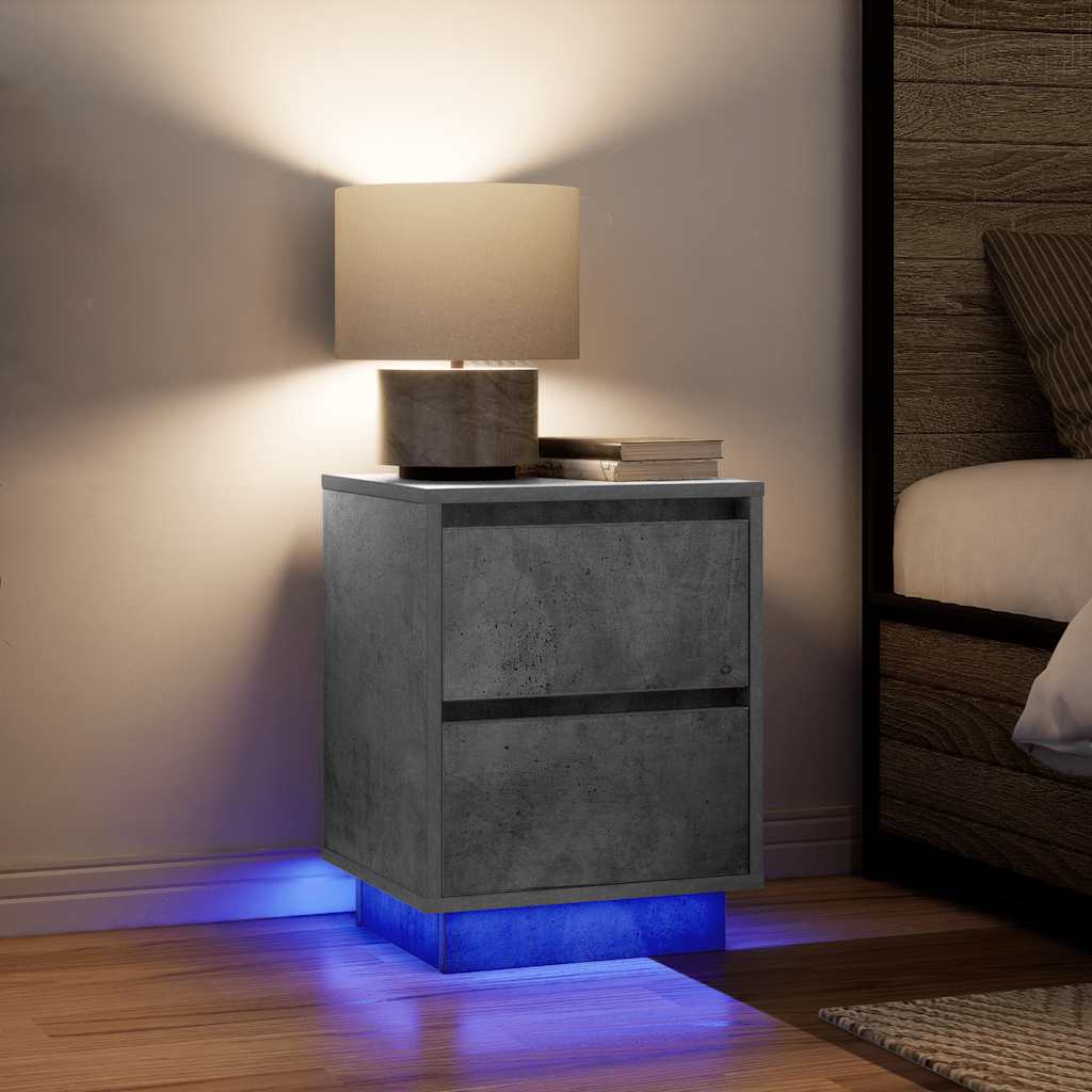 vidaXL Szafki nocne z oświetleniem LED 2 szt. Betonowy szary