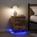 vidaXL Szafki nocne z oświetleniem LED 2 szt. Dąb wędzony 38x34x50 cm