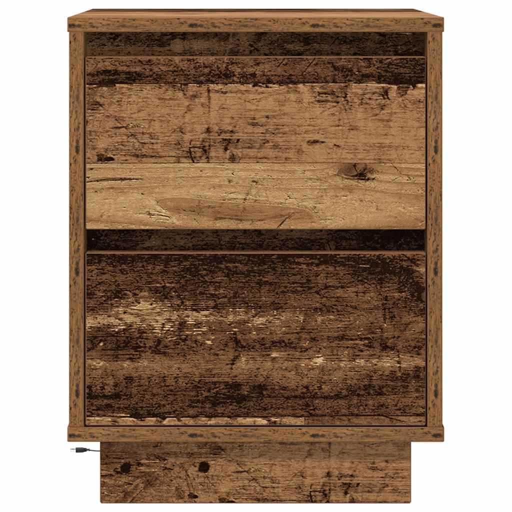 vidaXL Szafka nocna z oświetleniem LED, stare drewno, 38x34x50 cm