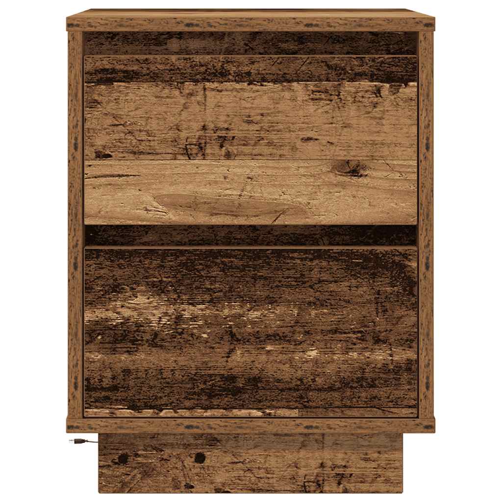 vidaXL Szafki nocne z oświetleniem LED 2 szt. Stare drewno 38x34x50 cm