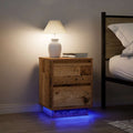 vidaXL Szafki nocne z oświetleniem LED 2 szt. Stare drewno 38x34x50 cm