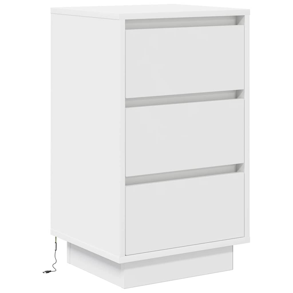 vidaXL Szafka nocna z oświetleniem LED Biała 38x34x65 cm