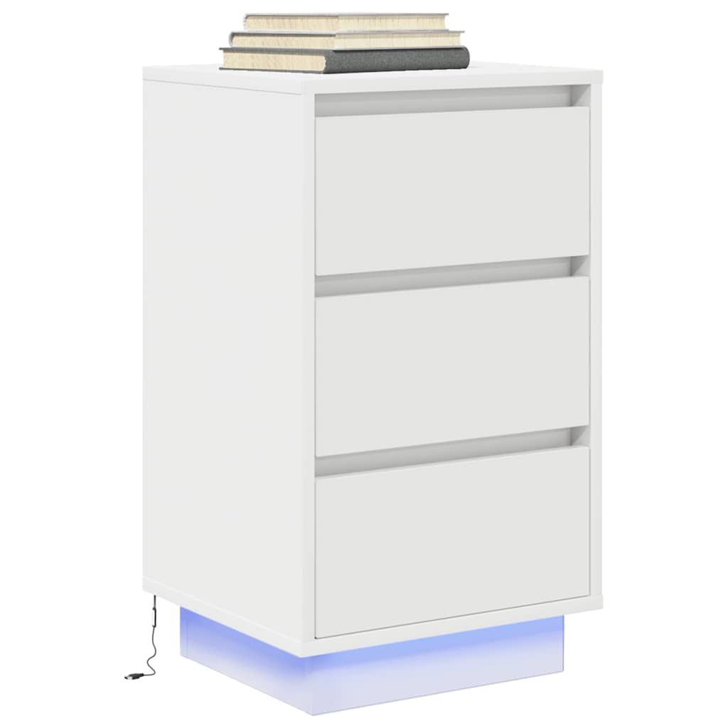 vidaXL Szafka nocna z oświetleniem LED Biała 38x34x65 cm