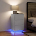 vidaXL Szafka nocna z oświetleniem LED Biała 38x34x65 cm