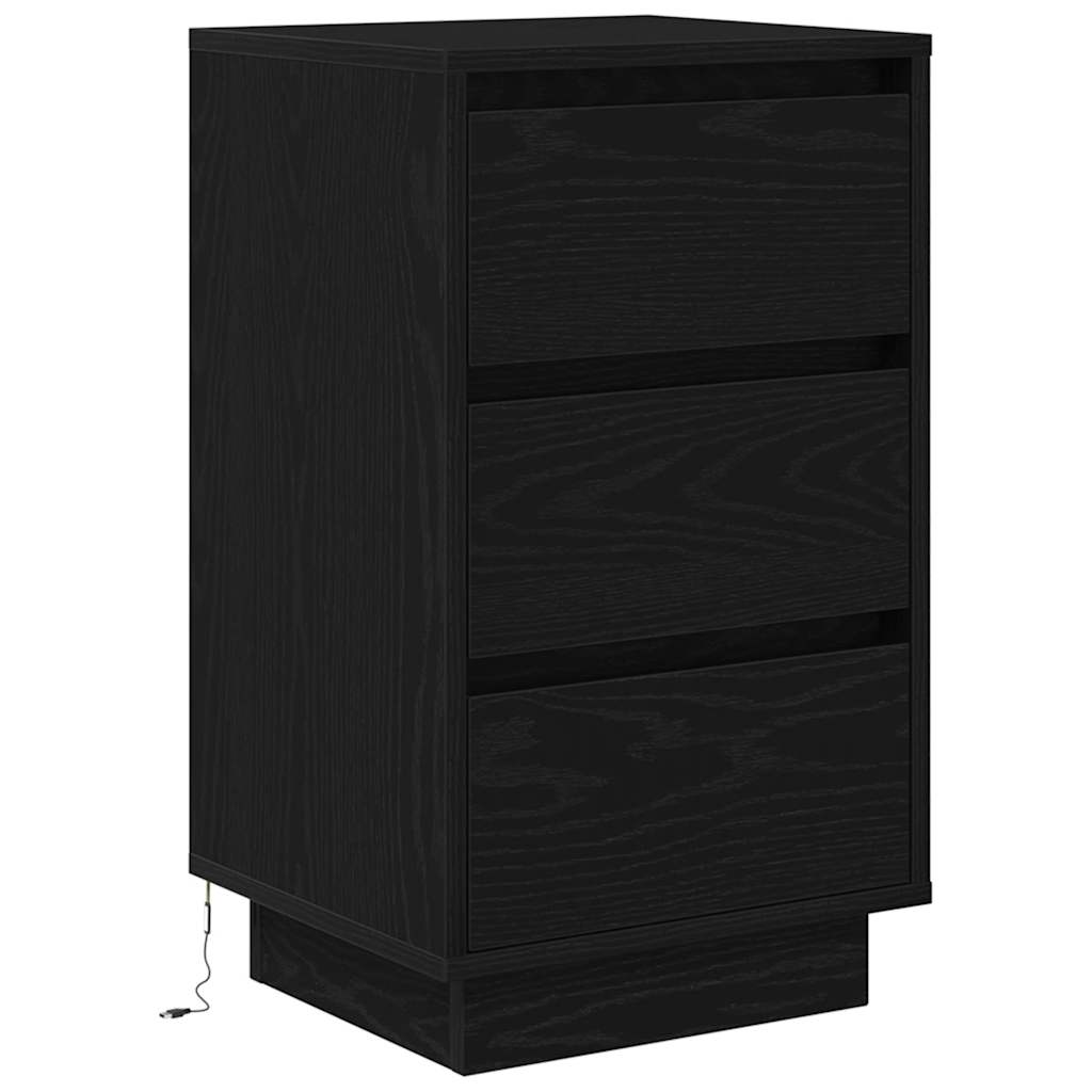 vidaXL Szafka nocna z oświetleniem LED Czarna 38x34x65 cm